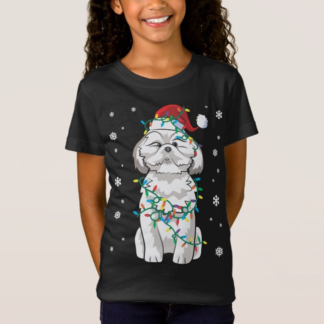 Shih Tzu gick i Hund Ljus i julklapp T Shirt (Framsida)