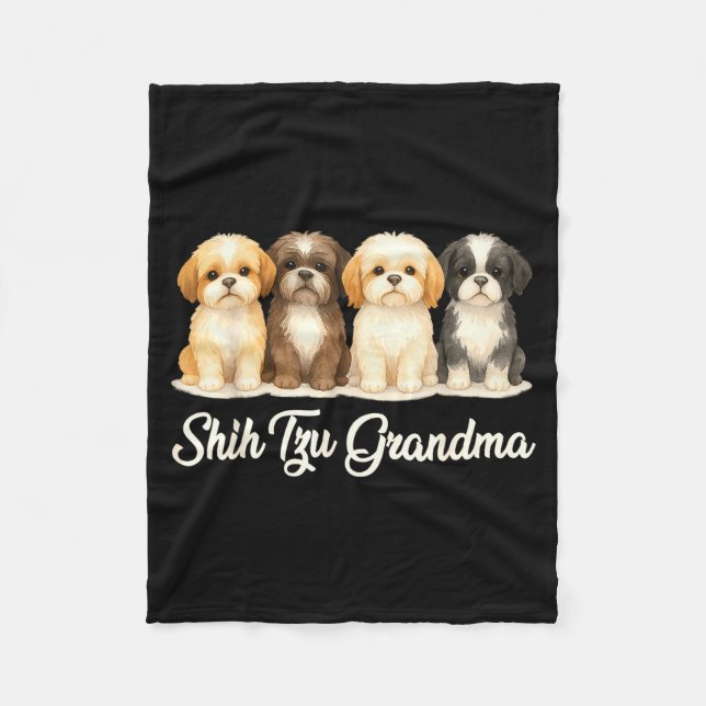 Shih Tzu Grandma Cute Dog Lover Gift Funny Women P Fleecefilt (Framsidan)