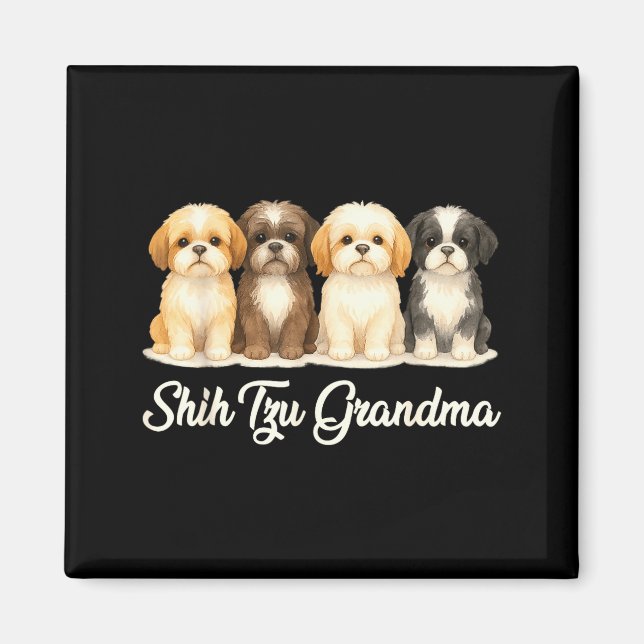 Shih Tzu Grandma Cute Dog Lover Gift Funny Women P Magnet (Framsidan)