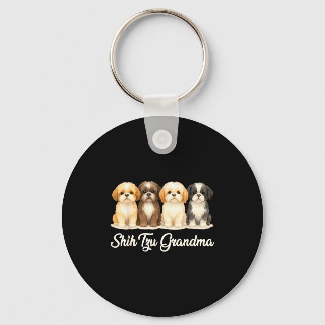 Shih Tzu Grandma Cute Dog Lover Gift Funny Women P Nyckelring (Framsida)