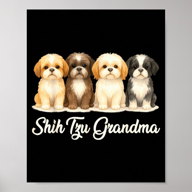 Shih Tzu Grandma Cute Dog Lover Gift Funny Women P Poster (Framsidan)