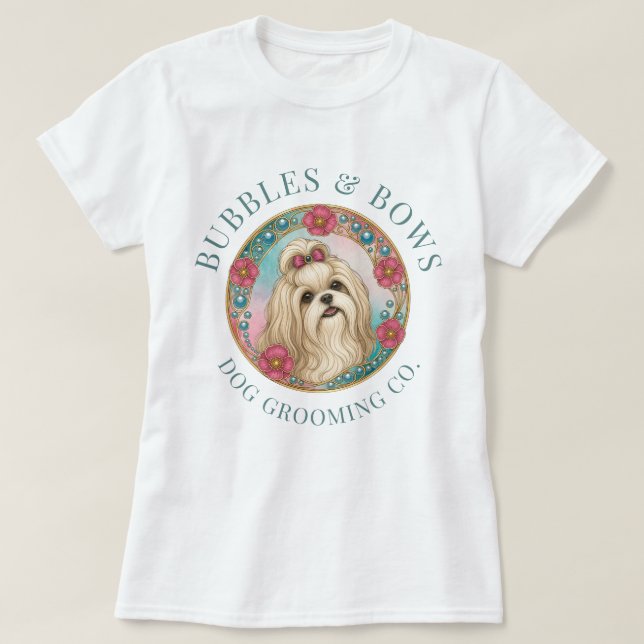 Shih Tzu Grooming Salon T-Shirt (Design framsida)