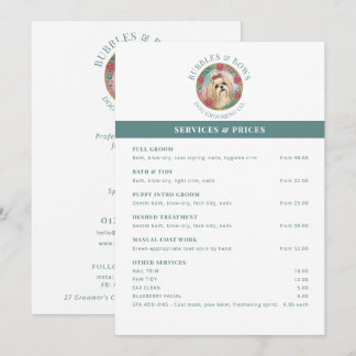 Shih Tzu Grooming Salong Prislista Flyer Meny