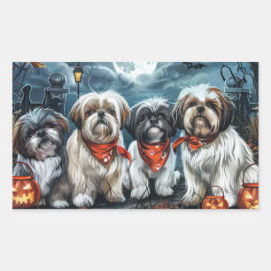 Shih Tzu Halloween Kuslig Rektangulärt Klistermärke