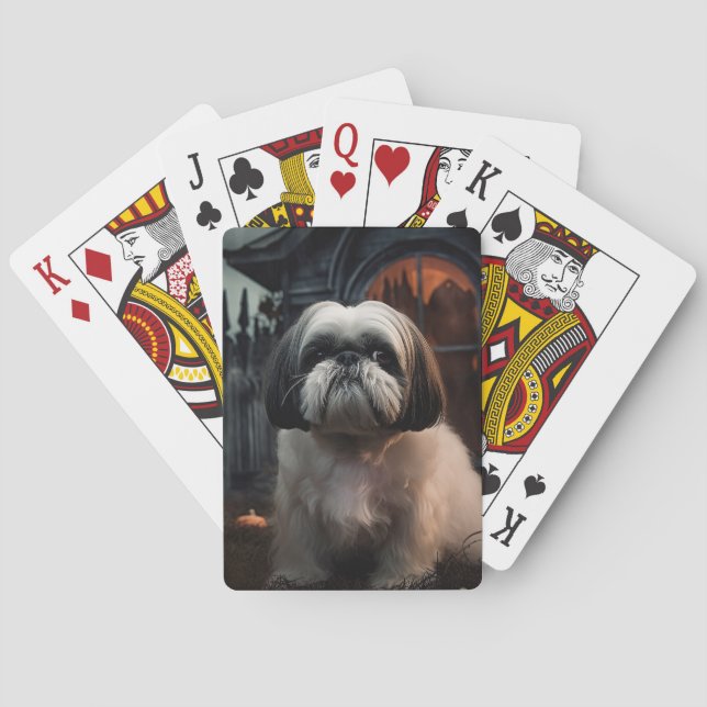 Shih Tzu Halloween Scary Casinokort (Baksidan)