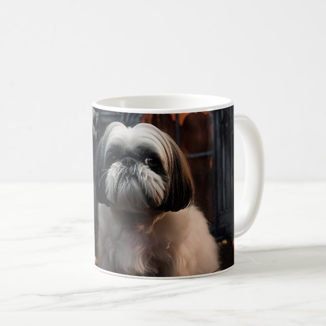 Shih Tzu Halloween Scary Kaffemugg (Framsida höger)