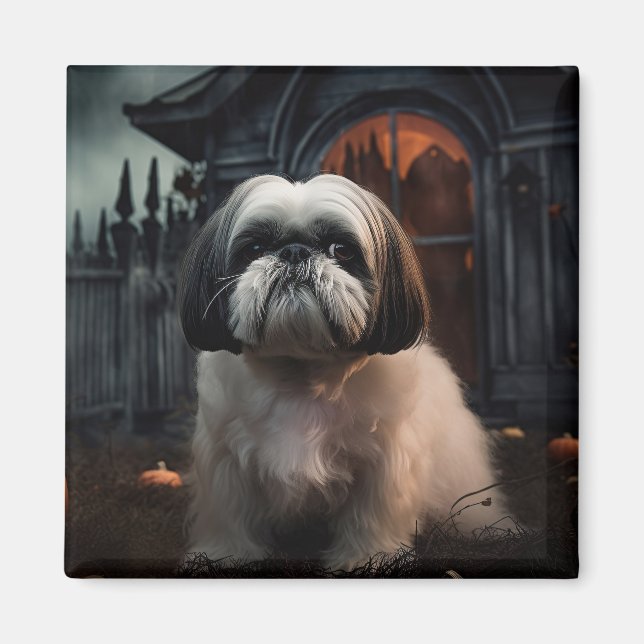Shih Tzu Halloween Scary Magnet (Framsidan)