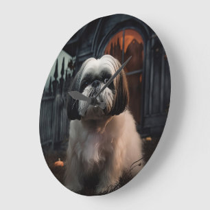 Shih Tzu Halloween Scary Stor Klocka