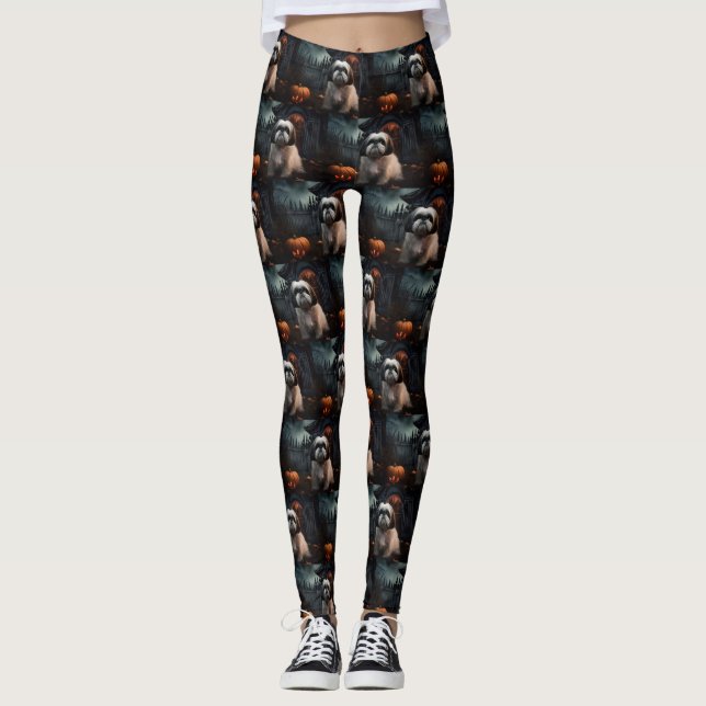 Shih Tzu Halloween Skräck Leggings (Framsida)