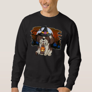 Shih Tzu Halloween Witch Hat Costumes Cute Hund Mo Lång Ärmad Tröja