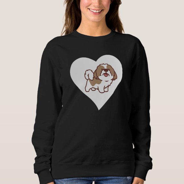 Shih Tzu Heart Funny Shih Tzu Owner Hund älskare T Shirt (Framsida)