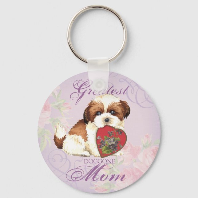 Shih Tzu Heart Mamma Nyckelring (Framsida)