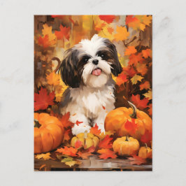 Shih Tzu Höst Tacksgiving Vykort