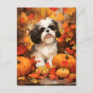 Shih Tzu Höst Tacksgiving Vykort