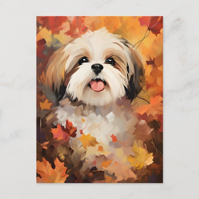 Shih Tzu Höst tacksgiving  Vykort (Framsida)