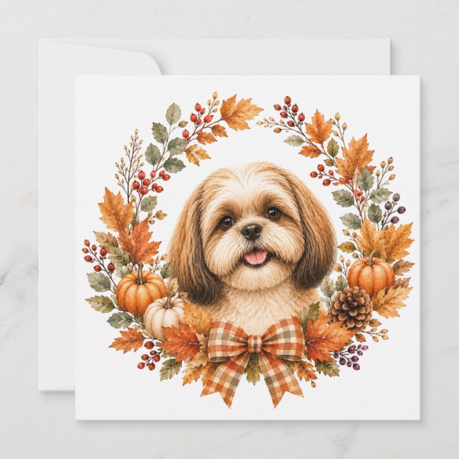 Shih Tzu Höstkrans Anteckningskort (Framsida)
