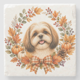 Shih Tzu Höstkrans Coaster Stenunderlägg