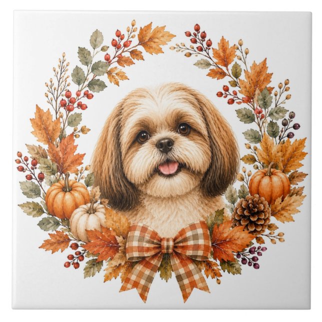 Shih Tzu höstkrans Kakelplatta (Framsidan)