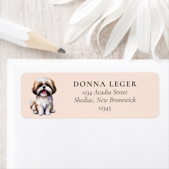 Shih Tzu Hund Adress Returadress Etikett (Insitu)