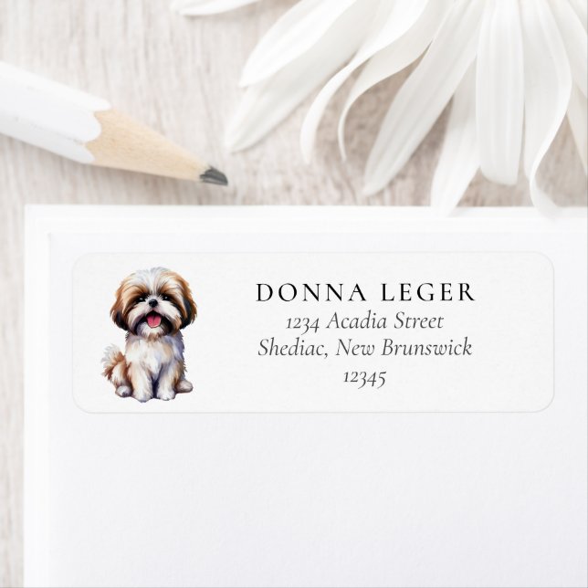 Shih Tzu Hund Adress Returadress Etikett (Insitu)