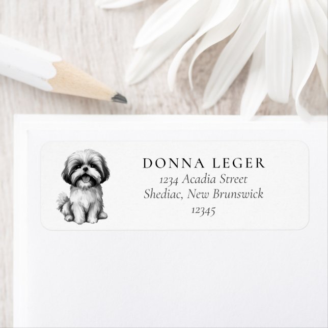 Shih Tzu Hund Adress Returadress Etikett (Insitu)