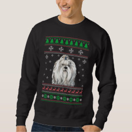 Shih Tzu Hund älskare Ugly jul Sweater Julafton Lång Ärmad Tröja