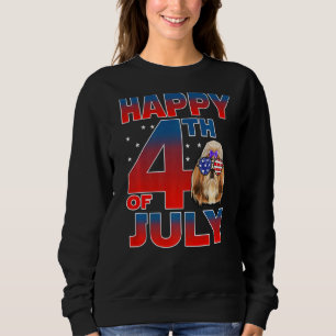 Shih Tzu Hund American Flagga Glasses Lycklig 4th T Shirt