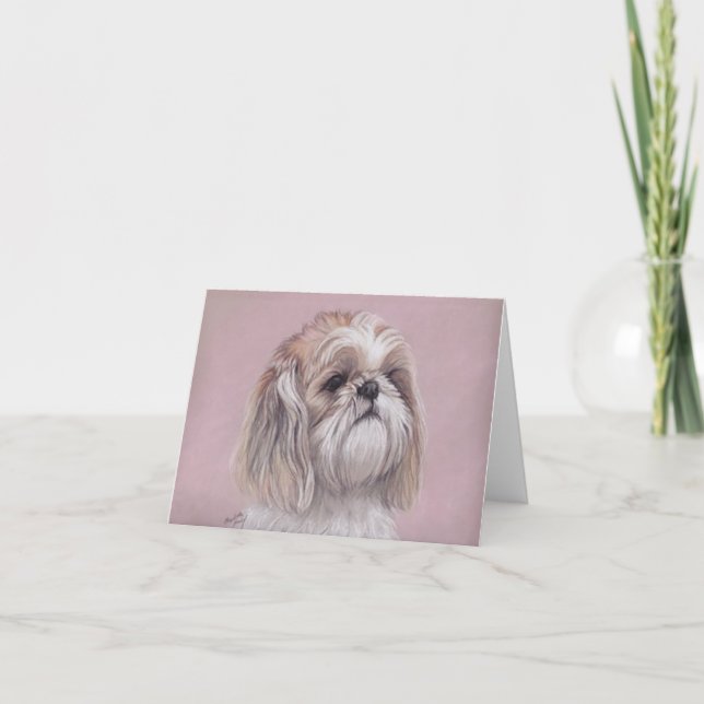 Shih tzu Hund Art Note Card Kort (Framsida)
