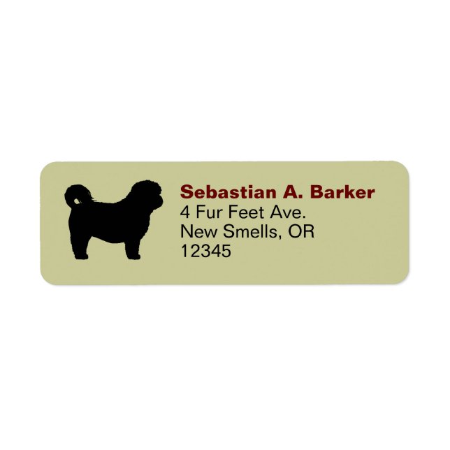 Shih Tzu Hund aveln Silhouette Returadress Etikett (Framsidan)