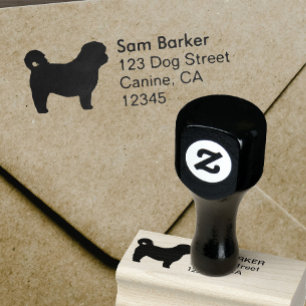 Shih Tzu Hund aveln Silhouette Returadress Stämpel
