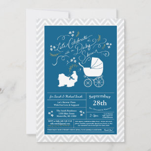 Shih Tzu Hund Baby Shower Blå Pojke Inbjudningar