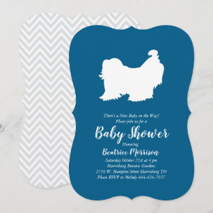 Shih Tzu Hund Baby Shower Blue Boy Inbjudningar