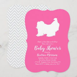 Shih Tzu Hund Baby Shower Rosa Girl Inbjudningar