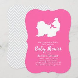Shih Tzu Hund Baby Shower Rosa Girl Inbjudningar