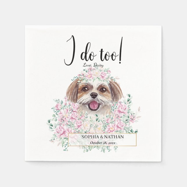 Shih Tzu Hund Bröllop Cocktail Napkins Pappersservett (Framsidan)