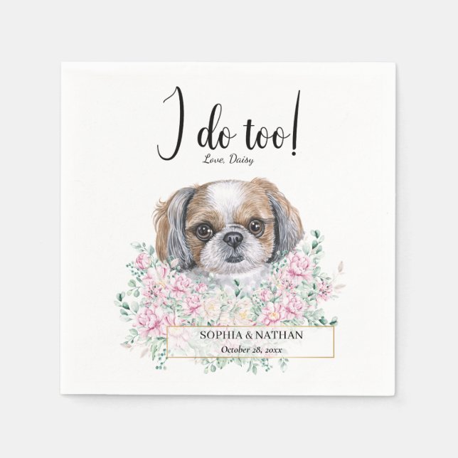 Shih Tzu Hund Bröllop Cocktail Napkins Pappersservett (Framsidan)