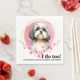 Shih Tzu Hund Bröllops Servetter med Foto