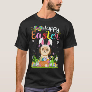Shih Tzu Hund Bunny Egg Hunting Shih Tzu Lycklig E T Shirt