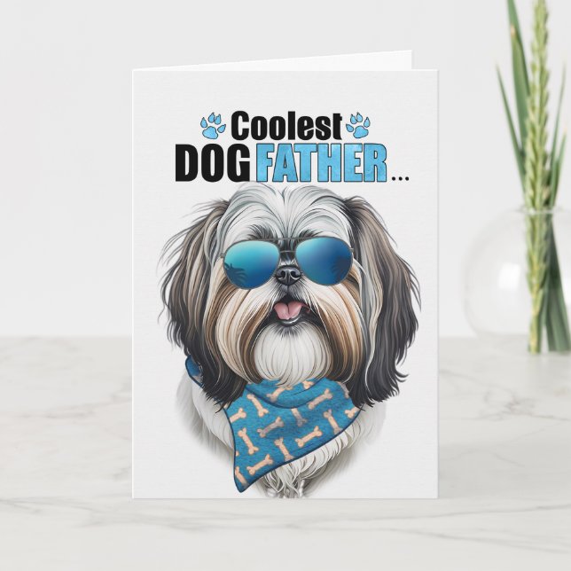 Shih Tzu Hund Coolest Pappa Fars dag Helgkort (Framsida)