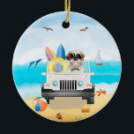 shih tzu Hund Driving on Beach Julgransprydnad Keramik<br><div class="desc">En shih tzu hund som kör fordon på stranden är en perfekt gåva till någon som kärlek i hund aveln.</div>