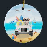 shih tzu Hund Driving on Beach Julgransprydnad Keramik<br><div class="desc">En shih tzu hund som kör fordon på stranden är en perfekt gåva till någon som kärlek i hund aveln.</div>