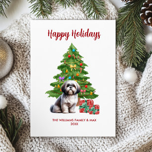 Shih Tzu Hund Familj Jul Julkort