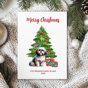 Shih Tzu Hund Familj Jul Julkort