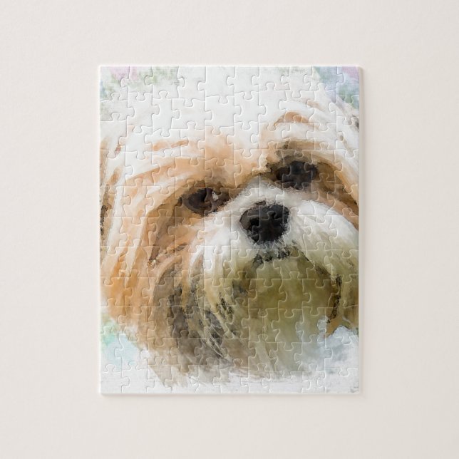 Shih Tzu Hund Färg Art Painting Pussel (Vertikal)