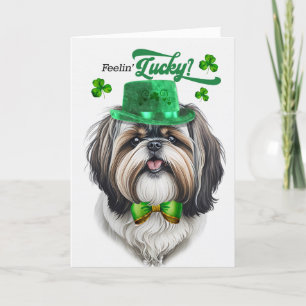 Shih Tzu Hund Feelin' Lucky St patrick's day Helgkort