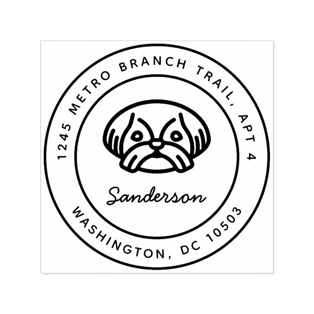 Shih Tzu Hund Frimärke Self-Inking Självfärgande Stämpel (Design)