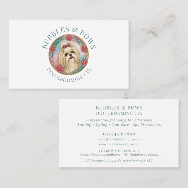 Shih Tzu Hund Frisör Affärs Kort (Fram/baksida)