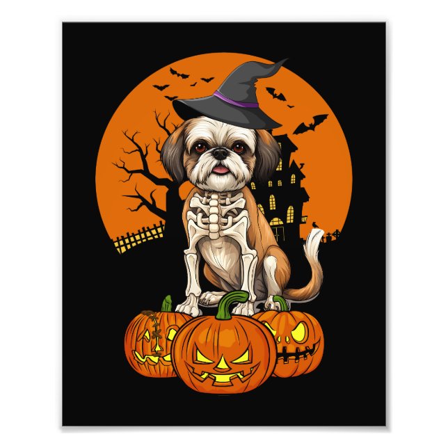 Shih Tzu Hund Halloween Fototryck (Framsidan)
