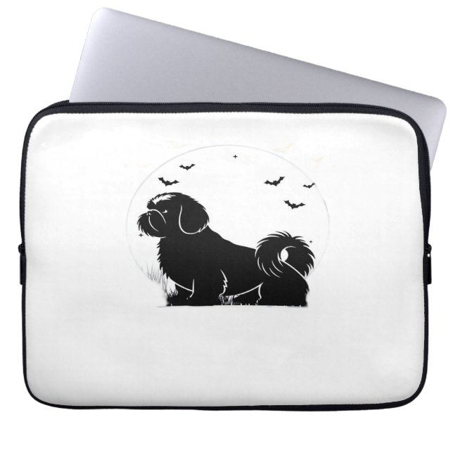 Shih Tzu Hund - Halloween Måne Silhouette Classic  Laptop Fodral (Framsidan)