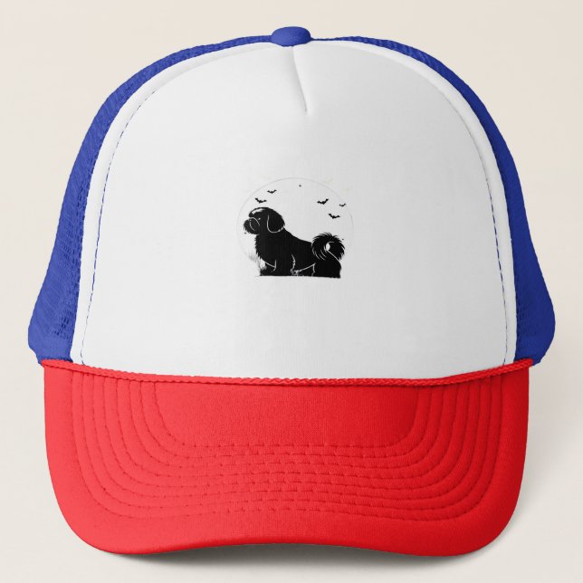 Shih Tzu Hund � Halloween Moon Silhouette Klassisk Keps (Framsida)